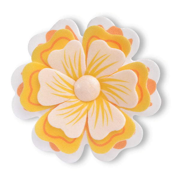 WAFER YELLOW GRAPHIC LAYERED PRIMROSE - 35 pieces - 7.5cs diameter