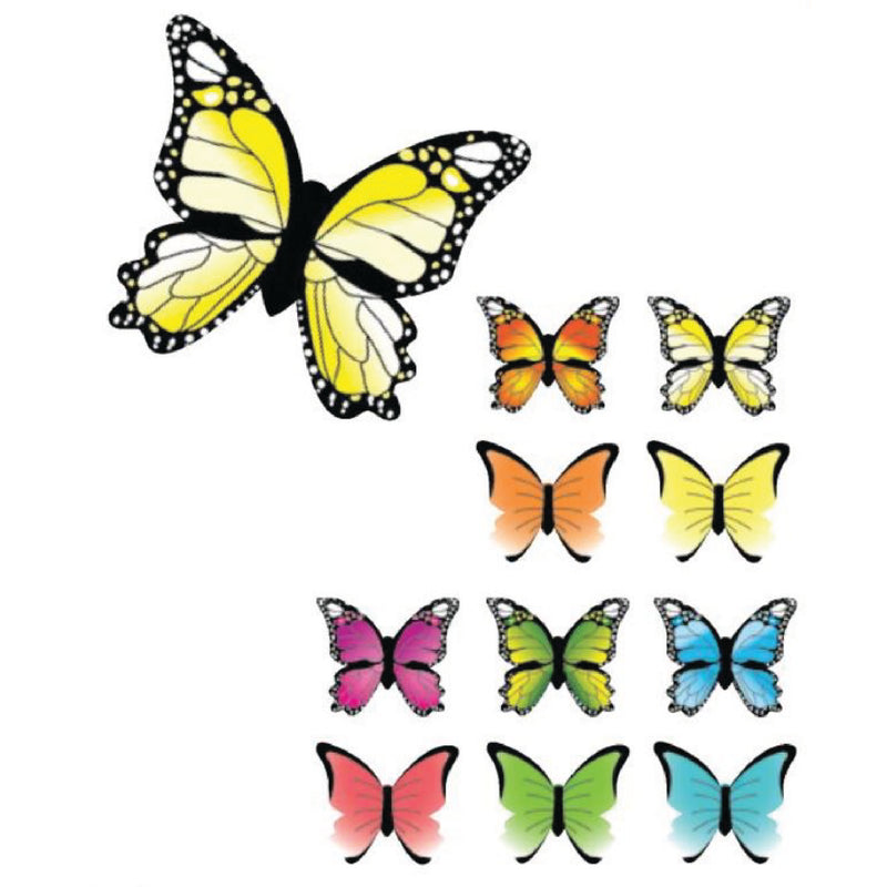 WAFER DECORATION ASSORTED BUTTERFLIES - 4.7 x 5.5 cm 180 per box