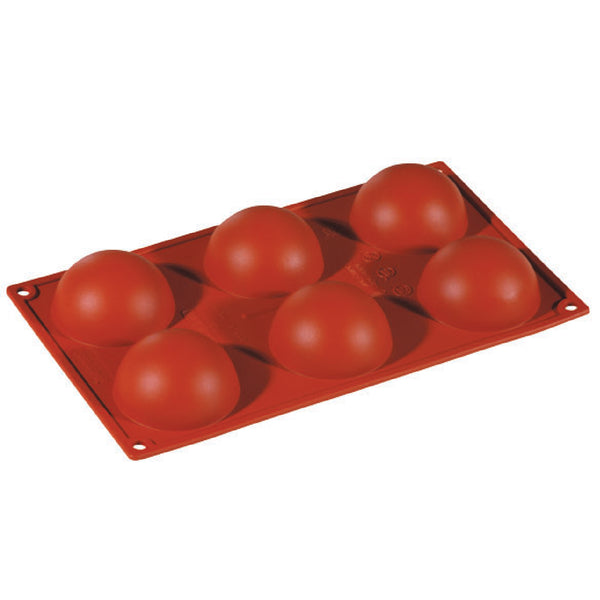 MULTI PORTION "HALF SPHERE" RED BRICK SILICONE - 70 x 35 mm/89 ml/6 cavities each