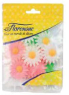 WAFER DECO BLISTER 12 PINK-WHITE DAISIES/12 LEAVES - 4.5 x 4/4.5 x 2 cm 24 pk