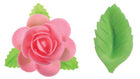 WAFER DECO BLISTER 6 PINK ROSES/12 LEAVES - 4.5 x/4.5 x 1.8 cm 18 pk