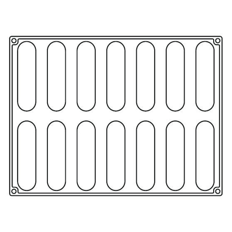 ÉCLAIR - MONOPORTION MOULD - 14 INDENTS - 30 x 40 cm/90 ml each